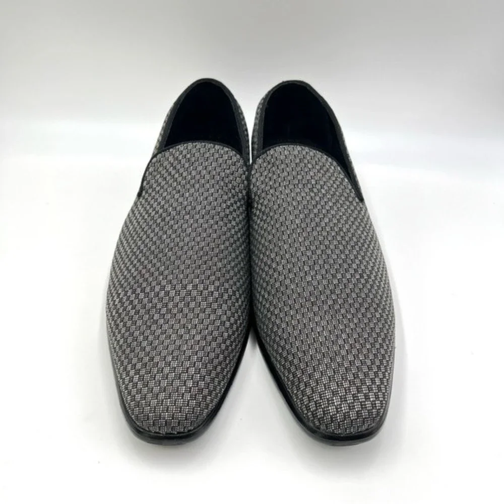 9.5W 9.5 W WIDE Stacy‎ Adams Saville Black Gray Silver Slip On Loafers Shoes
